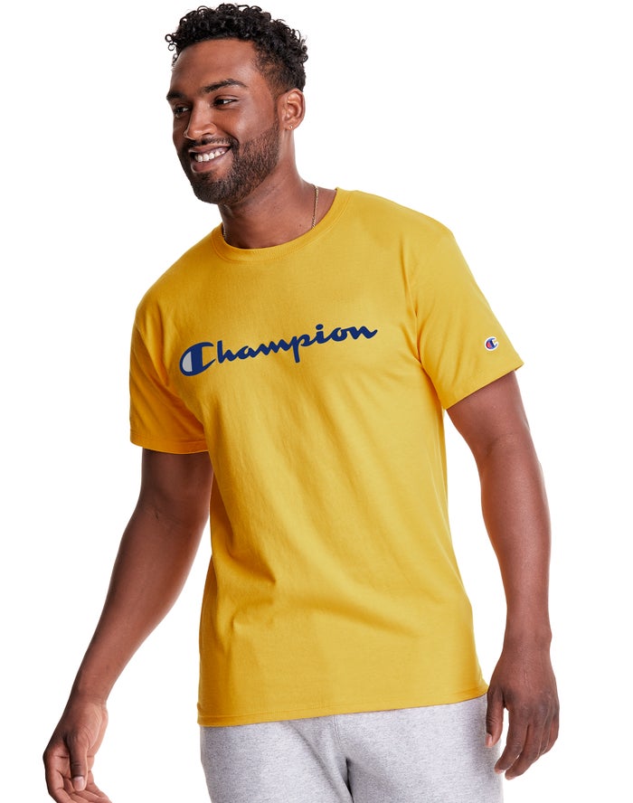 Tricou Champion Classic Jersey Script Logo Barbati Galbeni - Romania YNXHJRF-52